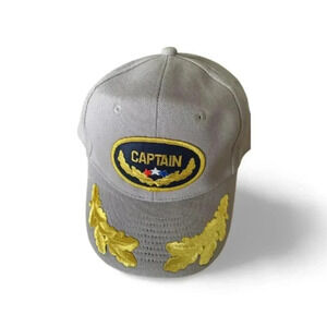 Women/Men's Baseball Gray Hat with Embroidered Captain Lettering made in USA